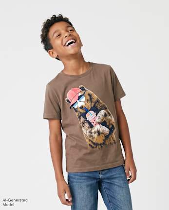 Boys Bear Graphic Tee - WEATHEREDOAK CL