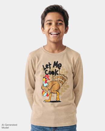 Boys Thanksgiving Let Me Cook Graphic Tee - S/D SANDWASH