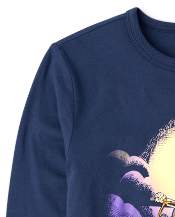 Boys Halloween Pumpkin Biker Graphic Tee