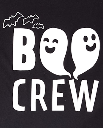 Kids Matching Family Glow Halloween Boo Crew Graphic Tee - BLACK