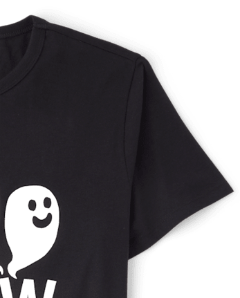 Kids Matching Family Glow Halloween Boo Crew Graphic Tee - BLACK