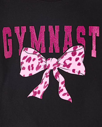 Girls Gymnast Bow Graphic Tee