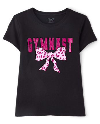 Girls Gymnast Bow Graphic Tee