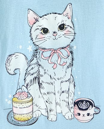 Girls Cat Graphic Tee