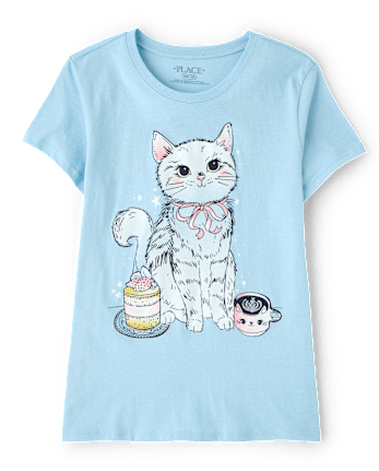 Girls Cat Graphic Tee