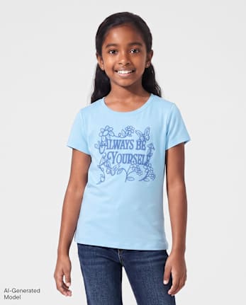 Girls Always Be Yourself Graphic Tee - BLUE AIR
