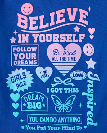 Girls Positive Words Graphic Tee