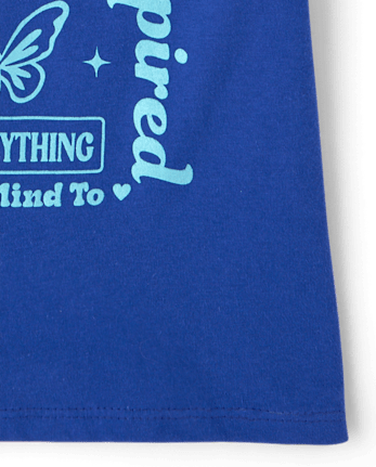 T-shirt graphique pour filles avec des mots positifs - EDGE BLUE