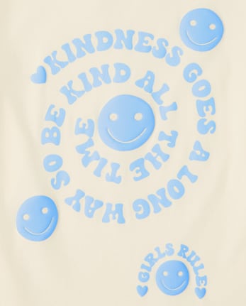 Girls Kindness Happy Face Graphic Tee