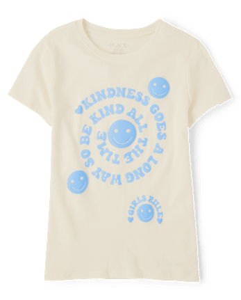 Girls Kindness Happy Face Graphic Tee
