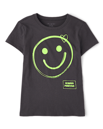 Girls Happy Face Graphic Tee