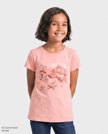 Girls Horses Graphic Tee - PINK MELON