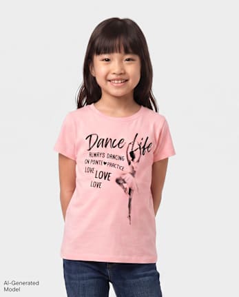 Girls Dance Life Graphic Tee - PINK SEA SALT