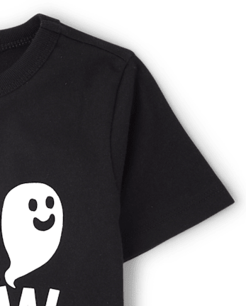 Baby And Toddler Matching Family Glow Halloween Boo Crew Graphic Tee - BLACK