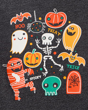 Baby And Toddler Boys Glow Halloween Icons Graphic Tee