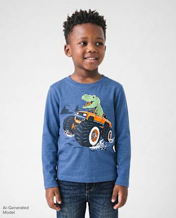 Baby And Toddler Boys Dino Monster Truck Graphic Tee - S/D SPRING LAKE