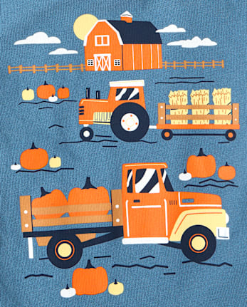 T-shirt graphique pour bébés et petits garçons avec motifs de véhicules d'automne