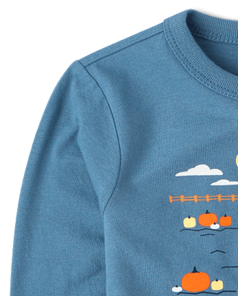 T-shirt graphique pour bébés et petits garçons avec motifs de véhicules d'automne