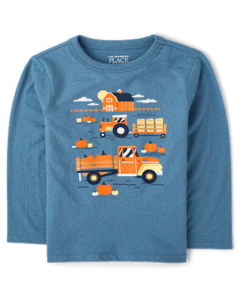 T-shirt graphique pour bébés et petits garçons avec motifs de véhicules d'automne