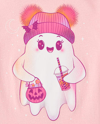 Girls Halloween Ghost Graphic Tee