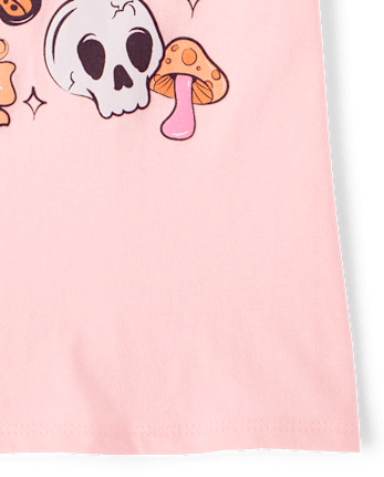 Girls Halloween Doodle Graphic Tee - PINK SEA SALT