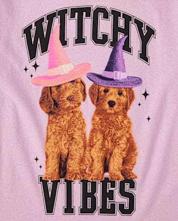 Girls Halloween Witchy Vibes Graphic Tee