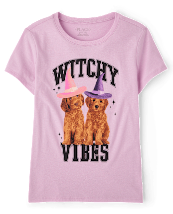 Girls Halloween Witchy Vibes Graphic Tee