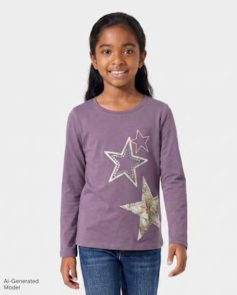 T-shirt graphique étoiles pour filles - PANSY GARDEN