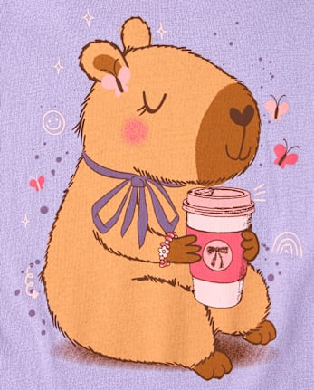 Girls Capybara Drink Graphic Tee