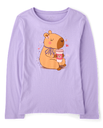 Girls Capybara Drink Graphic Tee