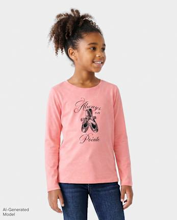 Girls Always On Pointe Graphic Tee - S/D ROSE PETAL