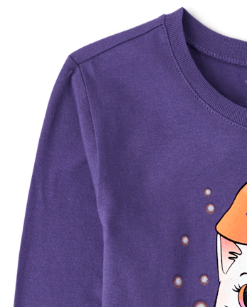 Girls Halloween Ghost Bow Graphic Tee