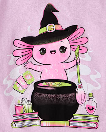 Girls Halloween Axolotl Graphic Tee