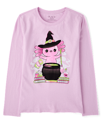 Girls Halloween Axolotl Graphic Tee