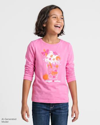 Girls Pumpkin Spice Drink Graphic Tee - PERFECTLY PINK