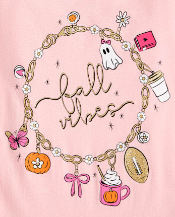 T-shirt graphique pour filles, ambiance automne