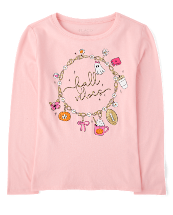 T-shirt graphique pour filles, ambiance automne