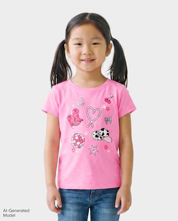 Baby And Toddler Girls Western Doodle Graphic Tee - PERFECTLY PINK