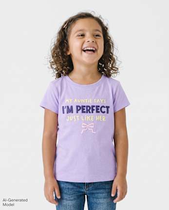 T-shirt graphique pour bébés et petites filles « Tante » - PETAL PURPLE