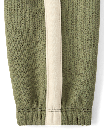Baby And Toddler Boys Side Stripe Premium Fleece Jogger Pants - OLIVE