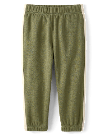 Baby And Toddler Boys Side Stripe Premium Fleece Jogger Pants - OLIVE