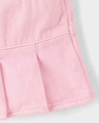 Toddler Girls Garment Dyed Denim Pleated Skort