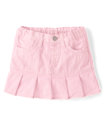 Toddler Girls Garment Dyed Denim Pleated Skort
