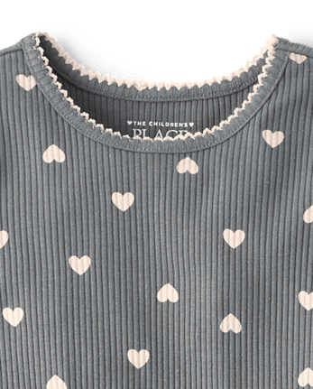 Toddler Girls Heart Ribbed 2-Piece Outfit Set