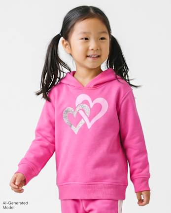 Toddler Girls Graphic Premium Fleece Hoodie - FALL FUCHSIA