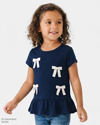 Toddler Girls Bow Peplum Top - TIDAL