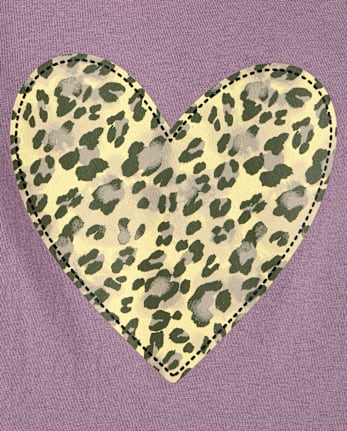 Baby And Toddler Girls Leopard Heart Graphic Tee