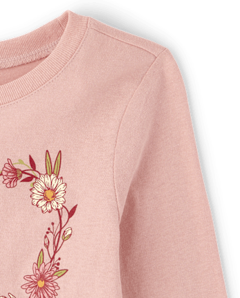 Baby And Toddler Girls Floral Heart Graphic Tee