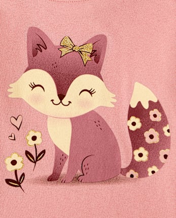 Baby And Toddler Girls Fox Graphic Tee