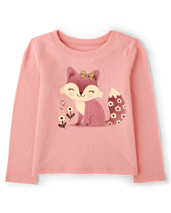 Baby And Toddler Girls Fox Graphic Tee